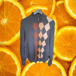 Lyle & Scott Scotland Gray Half Argyle Sweater Size‎ Medium